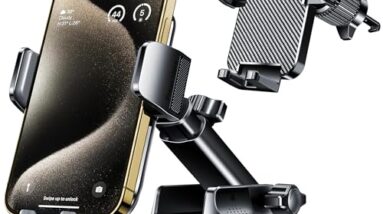 Qifutan Dash Mounted Holders Phone Holders for Your Car Phone Mount for Car Windshield Dashboard Air Vent Universal Desk Mounts Hands Free Automobile Cell Phone Holder Fit for iPhone Smartphone