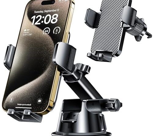 Qifutan Dash Mounted Holders Phone Holders for Your Car Phone Mount for Car Windshield Dashboard Air Vent Universal Desk Mounts Hands Free Automobile Cell Phone Holder Fit for iPhone Smartphone