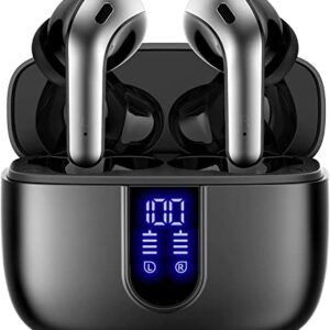 TAGRY Bluetooth Headphones True Wireless Earbuds 60H Playback LED Power Display Earphones with Wireless Charging Case IPX5 Waterproof in-Ear Ear buds with Mic for TV Smart Phone Laptop Computer Sports