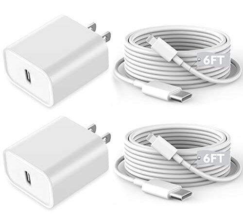 Fast iPhone Charger, iPhone Charger Fast Charging 2Pack Quick Chargers 6ft Long USB C to Lightning Cable Quick Charging Cord USB Charge Block Adapter for iPhone 14 Plus/14 ProMax/13 Mini 12/11/XS/iPad