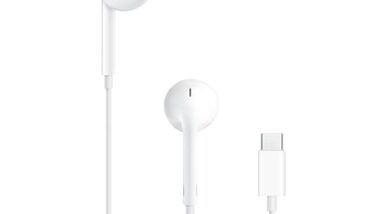 Apple EarPods Headphones with USB-C Plug, Wired Ear Buds with Built-in Remote to Control Music, Phone Calls, and Volume