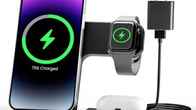 Wireless Charger iPhone Charging Station: 3 in 1 Charger Stand Multiple Devices for Apple - iPhone 17 16e 16 15 14 Pro Max 13 12 11 - Watch 11 10 9 8 7 6 5 4 3 2 SE and Ultra Series - Airpods 4 3 Pro