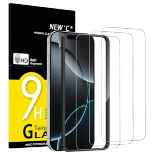 NEW'C 3 Pack Designed for iPhone 17 Pro Max, iPhone 16 Pro Max Screen Protector (6.9 inches), Enhanced Tempered Glass Protection with easy installation tool included,Case Friendly Ultra Resistant
