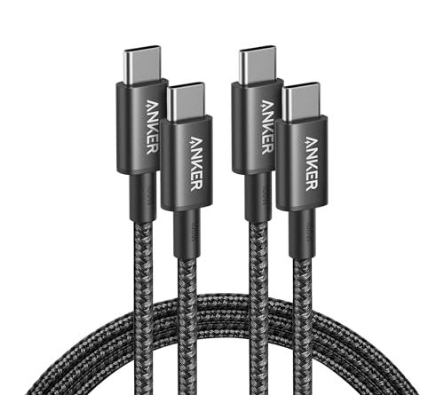 Anker USB C to USB C Cable, 2-Pack 6 FT (1.8 m) Type C 100W Charger Cord, Fast Charging for iPhone 17 Series, MacBook Pro 2020, Pixel, and More (Black, Not for Video Output)
