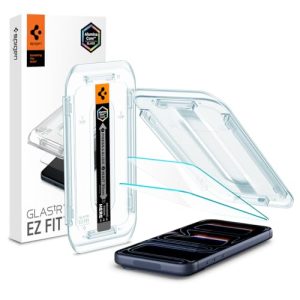 Spigen AluminaCore Tempered Glass Screen Protector [Glas.tR EZ Fit] designed for iPhone 17 Pro | iPhone 17 | iPhone 16 Pro [2 Pack] 9H+ Hardness, Aluminum-Enhanced Durability