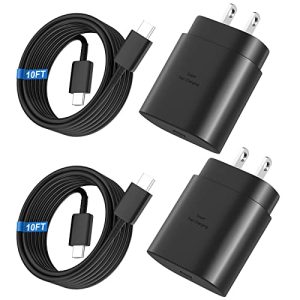 Super Fast Charger Type C, 25W USB C Wall Charger Fast Charging for Samsung Galaxy S25 Ultra/S25/S25+/S24+/S24 Ultra/S24/S24+/S23 Ultra/S22 Ultra/S21 with 10FT Long Android Type C Charger Cable 2Pack