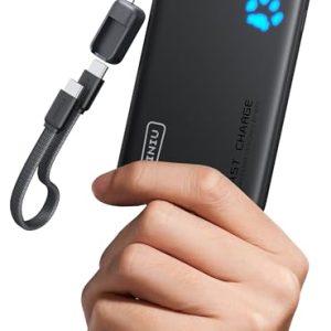 INIU Portable Charger, Ultra Slim 45W Fast Charging with Attached USB C Cable, Flight-Safe 10000mAh PD Power Bank Battery Pack, Travel Essential Phone Powerbank for iPhone 17 16 Samsung S25 Google etc
