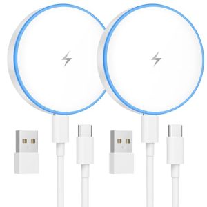 MagSafe Charger 2 Pack 15W Magnetic Wireless Charger Fast Charging Pad Compatible with iPhone 17/16/15/14/13/12 Series & AirPods 4/3/2/Pro Magnetic MagSafe Charging Pad with Dual Ports